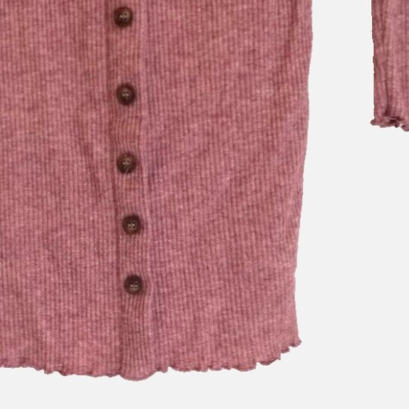 Forever 21 Pink Ribbed Bodycon Sweater Dress Small V-Neck Pullover Stretch - Picture 6 of 7